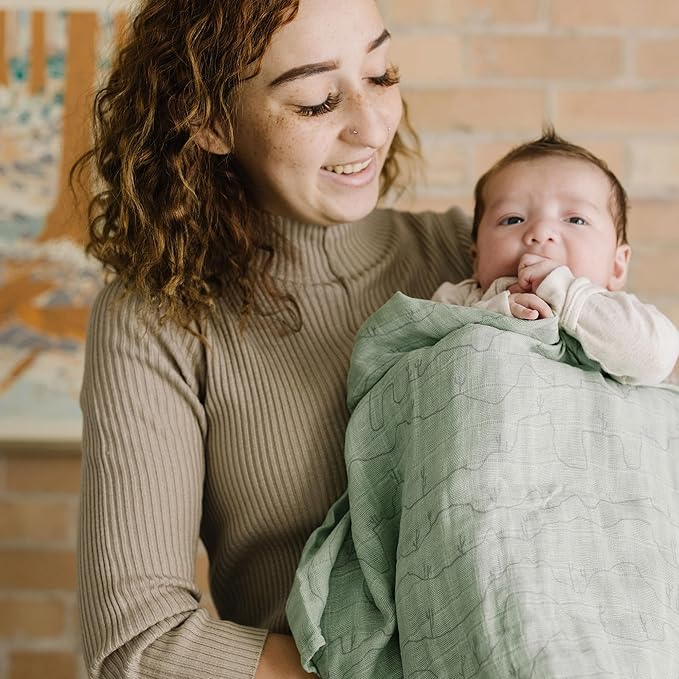 Little Unicorn Premium Cotton Swaddle Baby Blanket | Breathable Fabric | for swaddling, Play, Nursing & More (Cactus Lines)