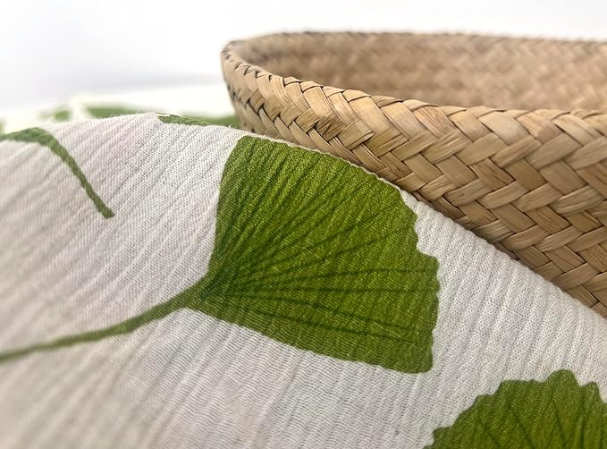 Linen Rayon Blend Fabric by The Linen Lab – Lightweight, Soft, Pre-Washed Material for Sewing, Clothing, Crafts & DIY (1 Yard pre Cut, Green Ginkgo with Subtle Wrinkle Effect)