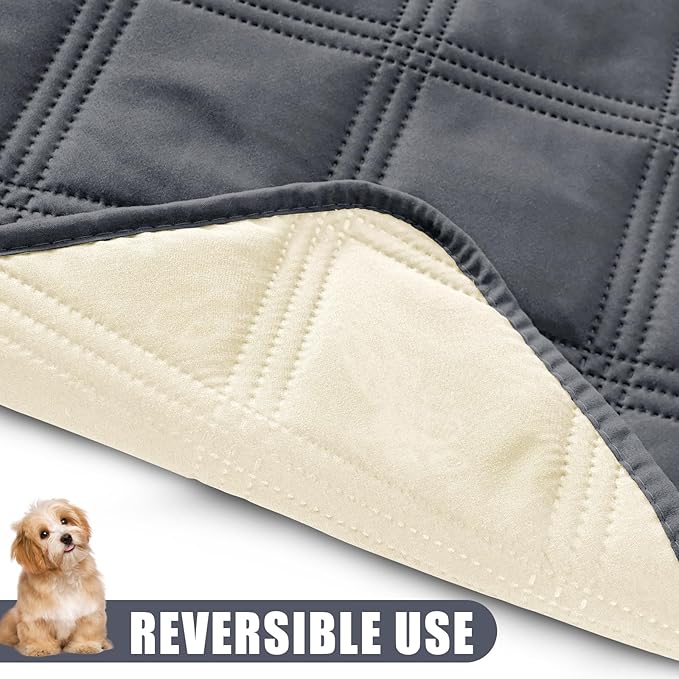 Smiry Waterproof Dog Bed Cover Blanket 68x82, Soft Reversible Pet Blanket, Washable Leakproof Cats Dogs Couch Cover for Sofa, Couch, Furniture, Lattice, Dark Grey/Beige