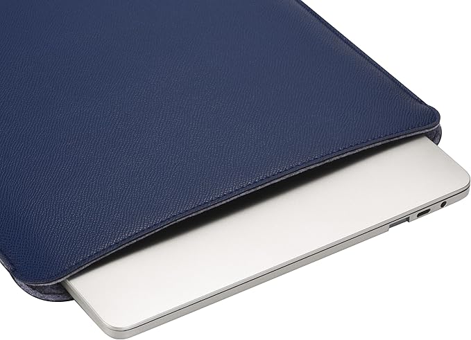 Comfyable Laptop Sleeve 14 Inch Precisely Compatible with MacBook Pro M5 M4 M3 M2 M1 Pro/Max 2025, Faux Leather Cover Case 14 in, Midnight Blue