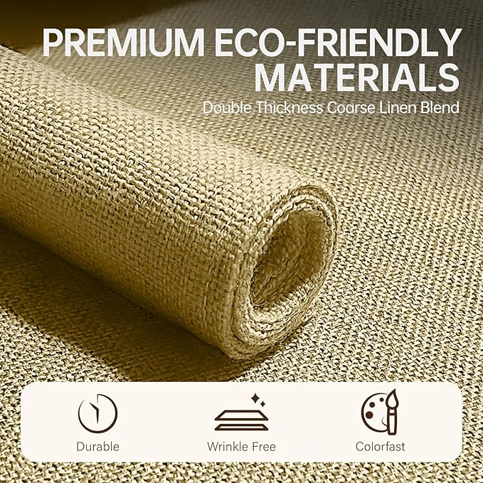 Blue Forest | Rectangular Faux Linen Placemats Set of 4 | Dual- Layered Thickened for Durability | Heat Resistant | Machine Washable | Wrinkle Free for Easy Care Indoor/Outdoor Use - Beige
