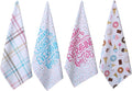 ACCENTHOME Kitchen Towels Set of 4 Super Absorbent Durable Towels Perfect for Kitchen Mess & Drying Dishes 50x70 cm Stripe & Check Pattern Sweet Dessert Print