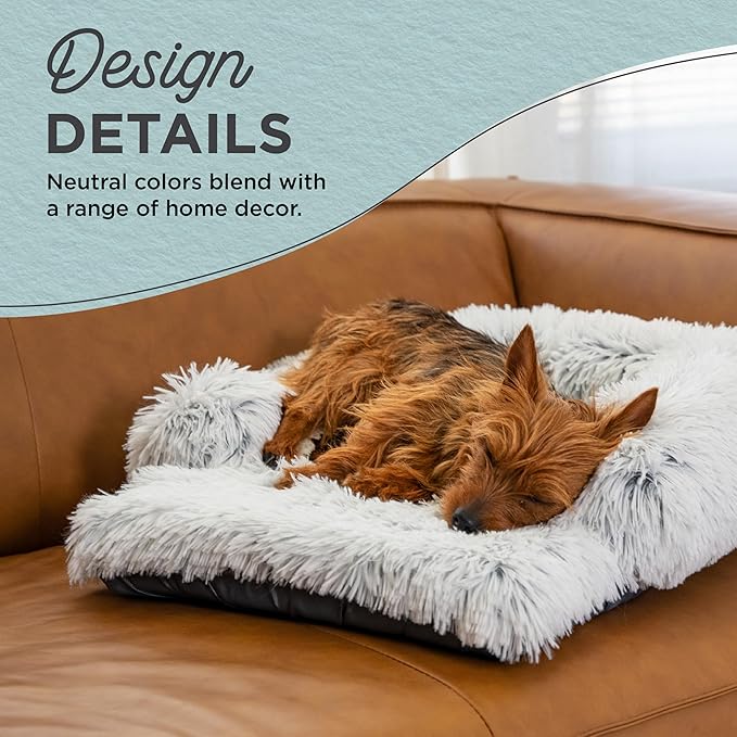 Best Friends by Sheri Nap Mat Dog Bed with Bolster - Washable Crate Pad, Removable Cover, Frost, Small, 22x15