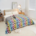 Topthumbs Waterproof Dog Bed Cover 120x82inch Reversible Pad Reusable Camping Mat for Kids/Pet/Dog/Cat Washable Geometric Embroidery Blanket Patchwork Rainbow Leopard Printed+Gray
