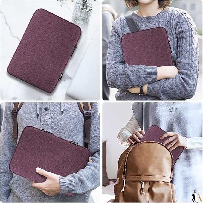 MoKo 12.9 Inch Tablet Sleeve Fits 13 Inch New iPad Pro M4 & Air M2 2024,iPad Pro 12.9 M2&M1,Galaxy Tab S8+/S9+ 12.4,Surface Laptop Go 12.4,Polyester Bag Fit with Apple Pencil or Smart Keyboard, Purple