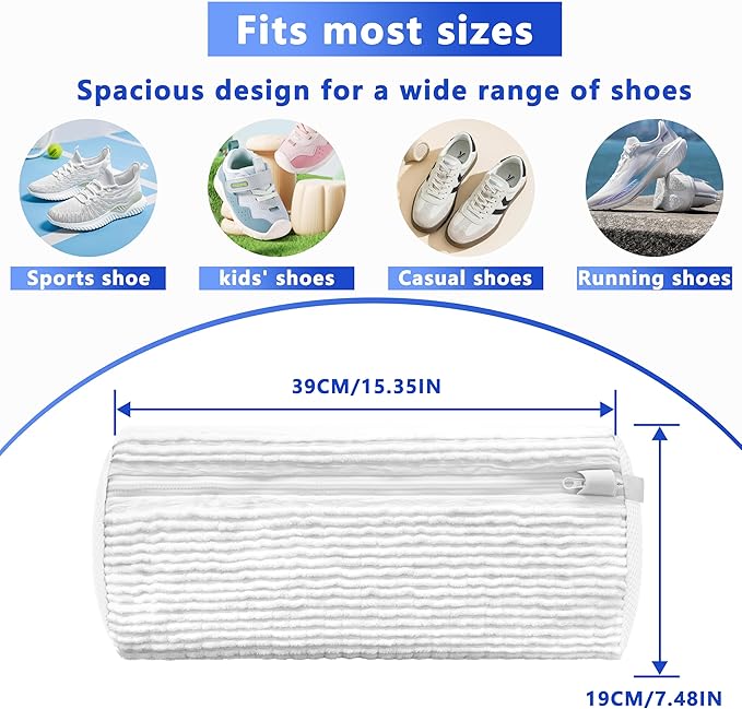 Xinambyh 2Pcs Reusable Shoe Washing Machine Bag for Washer and Dryer:Free Up Hands, Prevent Deformation,shoe bag with Zipper Protection Design, Use for all Shoes,Sports Shoes