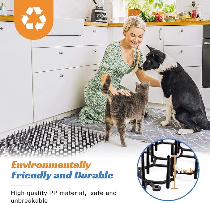 OCEANPAX 16 X 13 Inch Scat Mat for Cats, 12 Pack Cat Scat Mat with Spikes - Indoor/Outdoor Pet Deterrent Solution for Plants, Furniture, and More - Keep Cats and Dogs Away