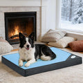OUPEIWAWA Orthopedic Outdoor Waterproof Dog Beds for Medium Dogs, Washable Pet Bed with Egg Crate Foam Pet Bed Mat for Crate and Removable Oxford Fabric Cover,36"x 26", Blue
