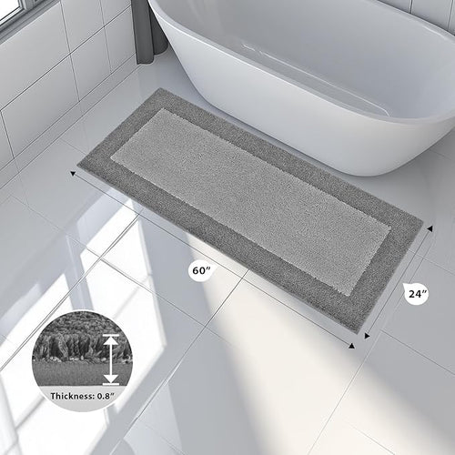 anllugs Bathroom Rugs 24" x 60", Non-Slip Extra Soft Absorbent Bath Rugs, Machine Washable Quick Dry Bath Mats for Bathroom Floor, Shower, Bathtub and Sink, Grey & Dark Grey