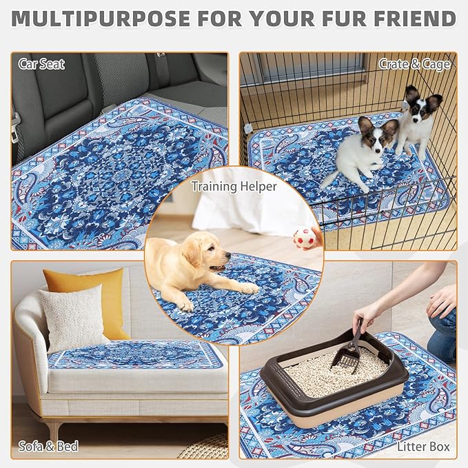 KOOLTAIL Washable Pee Pads for Dogs, 2 Pack Super Absorbent Reusable Puppy Training Pads Waterproof, Nonslip and Leak-Proof Dog Pee Pads, Large Pet Mats Whelping Pads for Floor, Crate, Couch 36"x41"