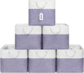 ECDYQXVU 13x13 Inch Cube Storage Bins with Reinforced Bottom Cardboard, 6 Pack Large Foldable Fabric Storage Cubes with Handles for Shelf, Closet, Laundry Organization (White&Purple)