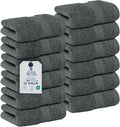 DAN RIVER 12-Pack Premium 100% Cotton Gray Face Towels for Bathroom - Reusable Face Wash Cloths for Showering 12x12 Inches - 550 GSM Super Soft & Absorbent Luxury WashCloths for Body, Spa & Gym