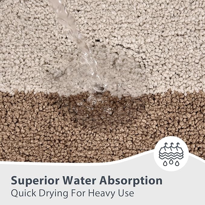 anllugs Bathroom Rugs 24" x 36", Non-Slip Extra Soft Absorbent Bath Rugs, Machine Washable Quick Dry Bath Mats for Bathroom Floor, Shower, Bathtub and Sink, Beige & Grayish Brown