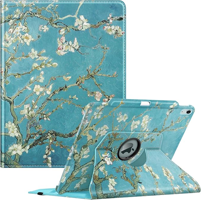 Fintie Rotating Case for iPad Air 13-inch (M3) 2025, (M2) 2024-360 Degree Swiveling Protective Stand Cover with Pencil Holder, Auto Wake/Sleep, Blossom