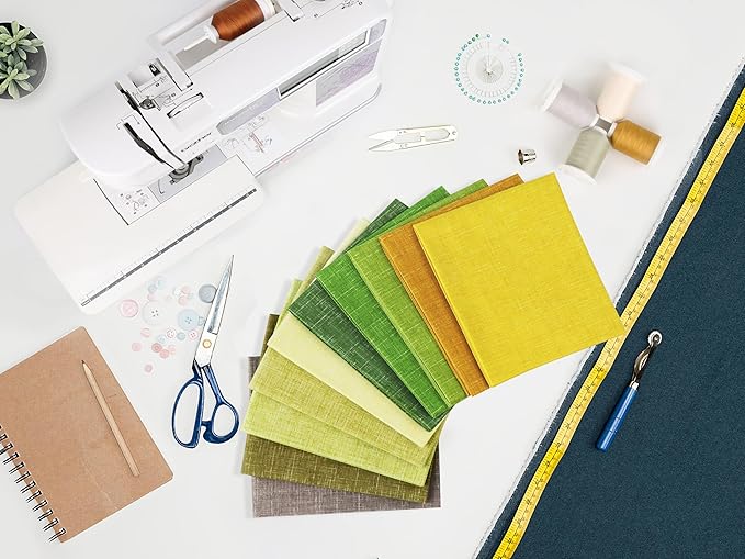 Craftido - 11 Options Solids with Tweed Tonals - Assorted Color Cotton Quilting Fabric Bundles 10pcs Fat Quarters 18"x21" - Medium Weight 5.2oz - for Quilting, Sewing and Crafts – Grasslands