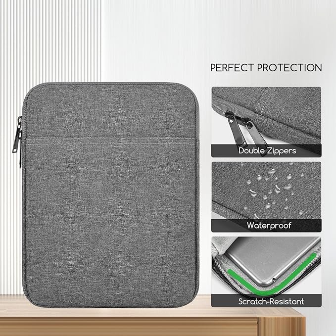 9.7-11 Inch Tablet Sleeve Case Bag Compatible with Amazon Fire Max 11 Tablet / 10.1" Fire HD 10 Plus/Fire HD 10 Kids Pro,iPad Pro 11-inch M5 M4/Air M3 M2/iPad 11th Protective Carrying Bag(Grey)