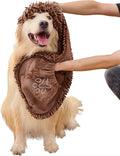 EDENATURE Microfiber Dog Bath Towel – Super Absorbent Dog Towels for Drying Dogs Large & Small, Quick Dry Pet Towel with Hand Pockets, Soft & Durable Puppy Towel, Machine Washable – Coffee