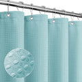 Gibelle Small Stall Shower Curtain 36 x 72, Narrow Half Waffle Weave Textured Fabric Shower Curtain for Bathroom, Water Repellent, Machine Washable, Teal