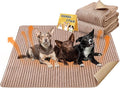 Dog Crate Mat, 2 Pack 36"×48" Flannel Washable Pet Mat for Dogs and Cats, Non-Slip Pet Pad for Kennel Training, Absorbs Urine and Waterproof Pad for Sofa Bed Crate Kennel Car Seat Floor（Khaki）
