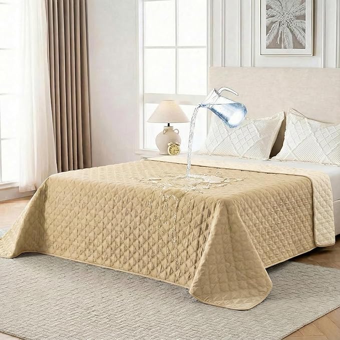 FunFurry Waterproof Dog Blanket, Couch Cover for Dogs Washable, Reversible Dog Bed Cover, Couch Furniture Protector. (Dark＆Light Beige, 82 X 120 Inch - 1 Pack)