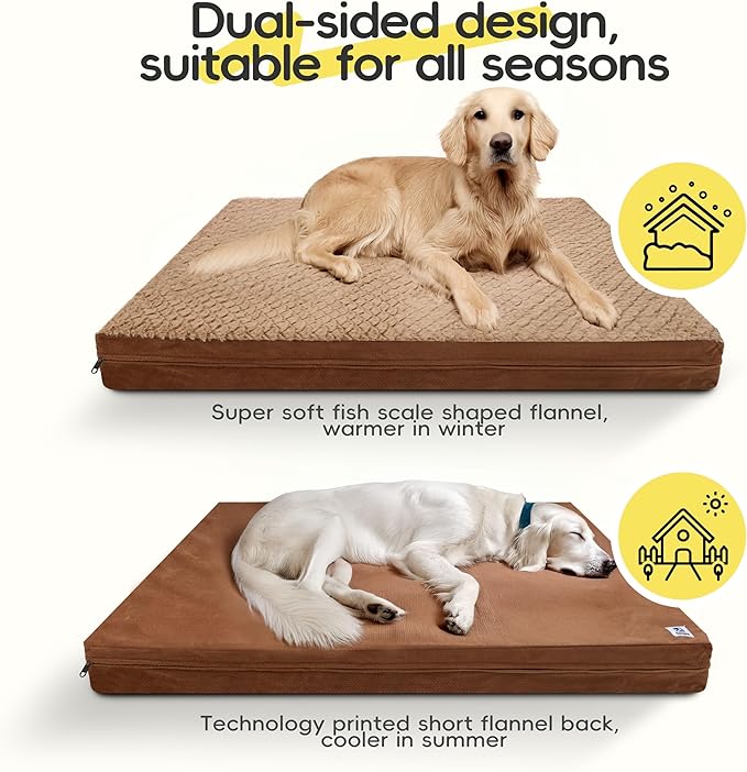 Sytopia Washable Indestructible 36" Dog Bed for Large Dogs – Double-Sided Plush, Waterproof, Removable Cover, Thick Orthopedic Support, Durable Multi- Size Comfort Clearance Indoor Flat Dog Bed