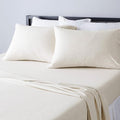 Amazon Basics 4 Piece Bed Sheets Set, 100% Cotton Jersey, Includes Super Soft, Flat and Fitted Sheets, Pillowcase, Full, Oatmeal, Solid