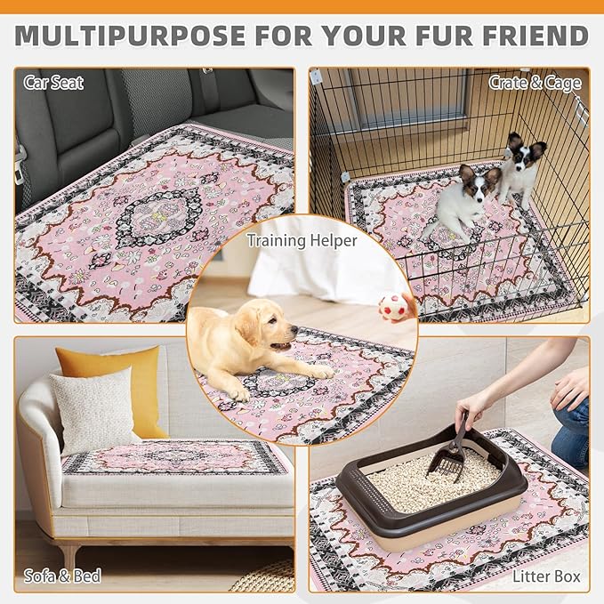 KOOLTAIL Washable Pee Pads for Dogs, 2 Pack Super Absorbent Reusable Puppy Training Pads Waterproof, Nonslip and Leak-Proof Dog Pee Pads, Large Pet Mats Whelping Pads for Floor, Crate, Couch, 36"x36"