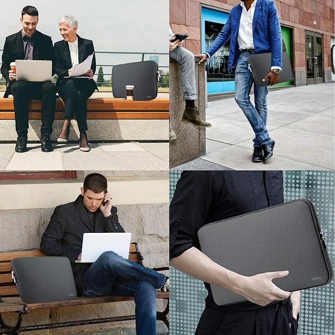 Laptop Sleeve Case 14 Inch, Resistant Neoprene Laptop Cover/Notebook Computer Pocket Case/Tablet Briefcase Carrying Bag for 14 inch HP, Lenovo, Asus Notebook, Ultrabook, Grey