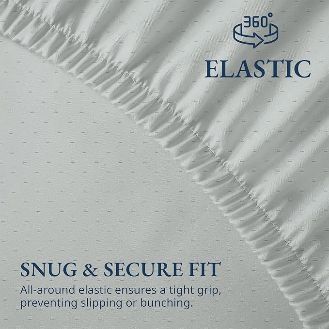 Lane Linen 100% Egyptian Cotton King Size Fitted Sheet Only (79"x81" + 16") - Elegant Sateen Weave, Ultra Soft, Breathable, Highly Durable, Deep Pockets Upto 17" - Swiss Dot Mineral