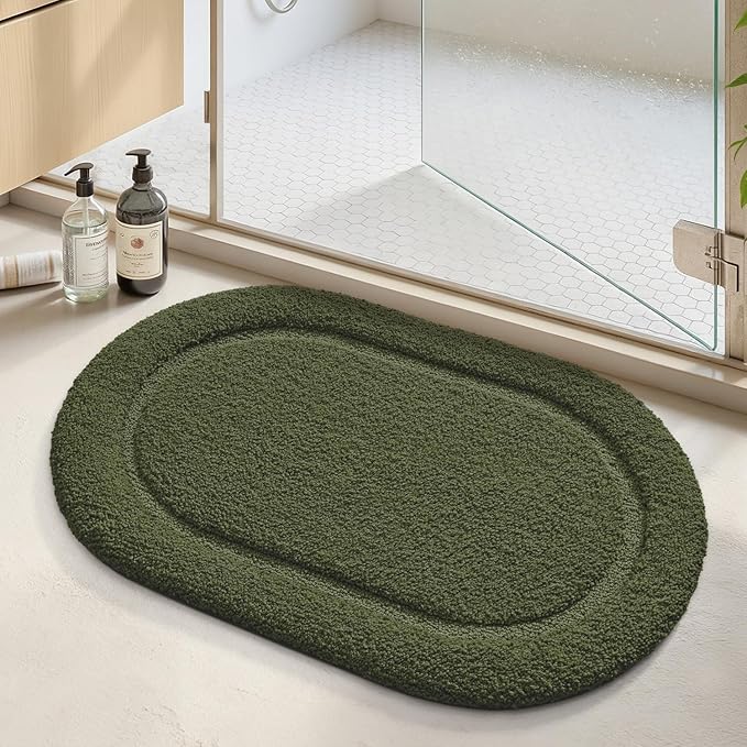 Color&Geometry Green Bathroom Rugs, Non Slip, Absorbent, Soft, Washable, Thick Bath Mat, 19"x31" Small Bath Rug Bath Mats for Bathroom Floor, Shower, Sink, Vanity