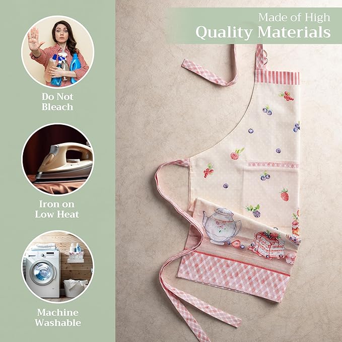 Maison d' Hermine 100% Cotton Apron for women with Pocket Kitchen Chef Apron for Men Cooking Gardening Server Waitress