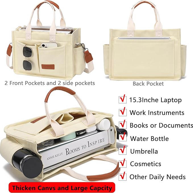 ZHMO Canvas Tote Bag for Women,Women's Bags Crossbody Bags Work Laptop Tote Bag Large Handbags Purse for Travel Nurse Teacher