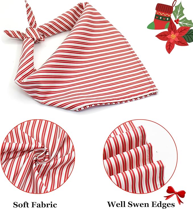 Bubblepup Christmas Dog Bandanas, Soft Cotton Red Dog Bandanas for Small Medium Large Dogs