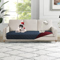 Topthumbs 100% Waterproof Dog Bed Cover 30x70 inch Reversible Pad Reusable Camping Mat for Kids/Pet/Dog/Cat Washable Geometric Embroidery Blanket Patchwork Navy+Burgundy