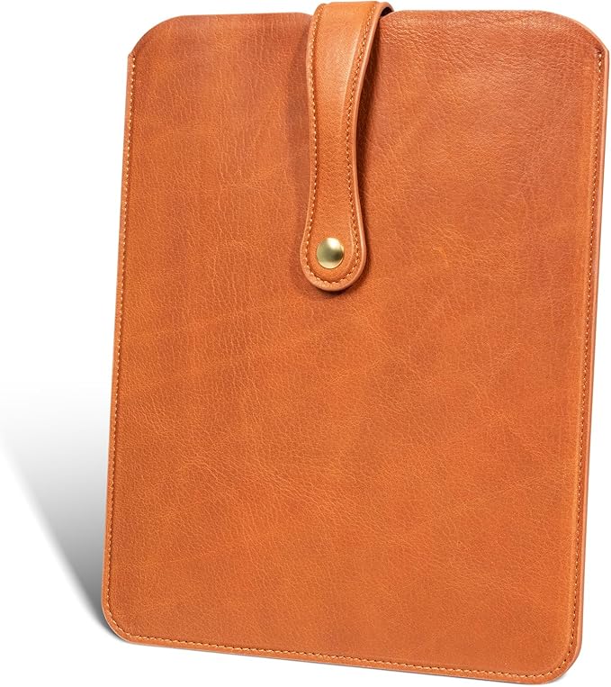 Thryxop Genuine Leather Tablet Sleeve for iPad Pro 11‘’/Air 10.9‘’/Magic Keyboard & Galaxy Tab S9/S9 FE | Slim Protective Case with Microfiber Lining (Fits Devices up to 11") - Orange