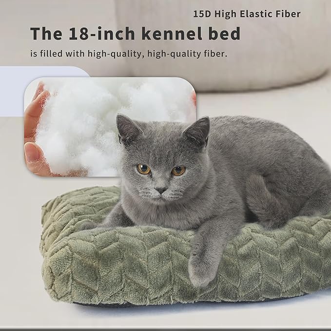 Cat Bed for Indoor Cats Washable Pillow Bed for Cages 18 inch Small Dog Bed Anti-Slip Waterproof Warming Cozy Soft Pet Puppy Olive Green