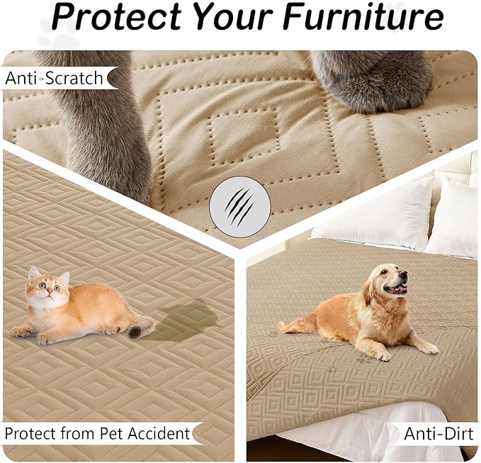 hyha Waterproof Dog Blanket, Soft Dog Bed Cover Pet Blankets, Waterproof Sofa Couch Cover for Dogs Washable, Reversible Pet Couch Covers for Sofa Furniture (40x70 Inch, Camel/Camel)