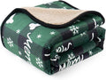 CAPT.SNOOZE Waterproof Dog Blankets Pet Blanket 50"x60", Soft Fluffy Sofa Car Bed Protector, Reversible Sherpa Fleece Dog Blanket for Large Dogs Christmas Decor(Christmas Green)