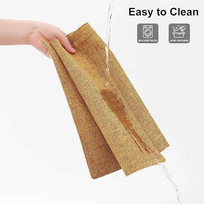 Homaxy Cloths Placemats for Dining Table Set of 8, Heat Resistant Washable Cotton Linen Blend Table Mats, Ideal for Kitchen Party Dining Decoration, 13" x 19", Amber