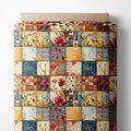 Autumn Meadow Patchwork Cotton Fabric – Premium Turkish Printed Cotton 140 GSM, Panel 61 x 36.6 Inches, Pre-Cut Quilting & Sewing Fabric Panel for Crafts, Home Decor & DIY Projects (USA Size)