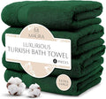 MAURA Hunter Green Extra Large Turkish Cotton Luxury Bath Towels Set of 4. Ultra-Soft, Thick & Plush Towels for Bathroom - Dark Green