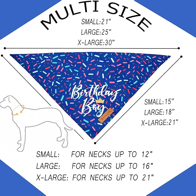 Realeaf Birthday Boy Dog Bandana, Dog Birthday Party Supplies,Premium Durable Fabric, Bandana for Small and Medium Dogs Pets (Blue, Small)