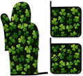 Lucky Clover Oven Mitts and Pot Holders,Patrick's Day Heat Resistant Oven Mitts Gloves and Pot Holder for Home Kitchen Decorations Cooking Baking BBQ Gifts,Set of 4