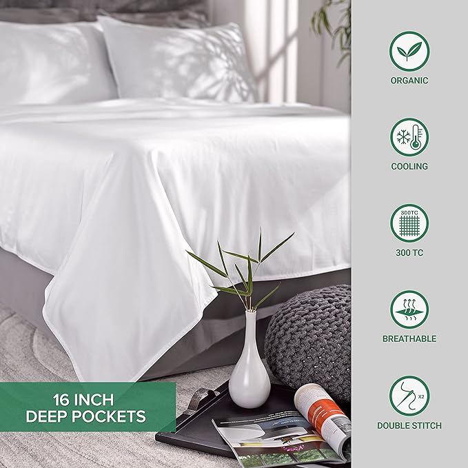 Pure Bamboo Full Sheets, Genuine 100% Organic Viscose Derived from Bamboo Bed Sheet Set, Luxuriously Soft & Cooling, Double Stitching, 2 Year Quality Promise (Full, Sea Glass)