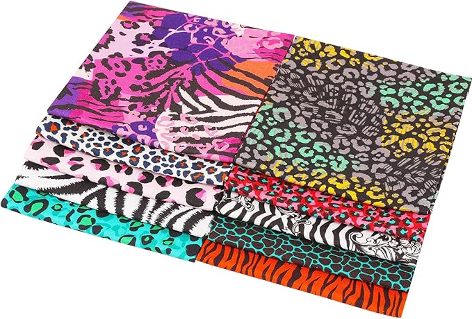 Craftido -25 Options- 100% Cotton Quilting Fabric Bundles 10pcs Fat Quarters 18”x21”-Medium Weight 5.2 oz- Soft Cotton for Quilting, Sewing Project, Patchwork, DIY Crafts – Fancy Animal