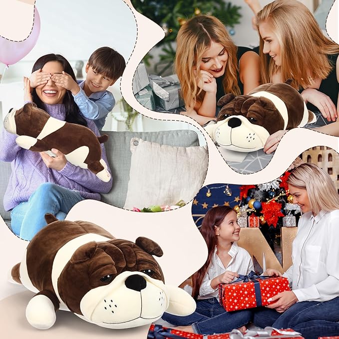 Vertintong 23.6" Huggable Dog Plush, Cute Stuffed Animal, Soft Adorable Cuddle Companion for Kids, Easter Birthday Plush Pillow Gift for Boys and Girls