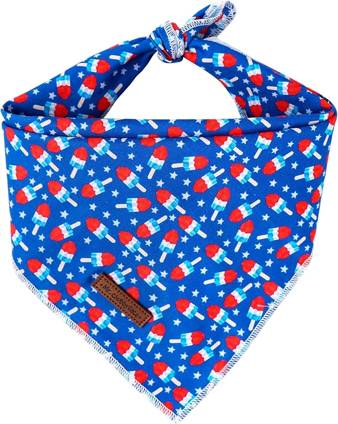 MR. CHUBBYFACE American Flag Dog Bandanas Boys Girls Reversible Triangle Bibs Scarf Accessories for Dogs Cats Pets