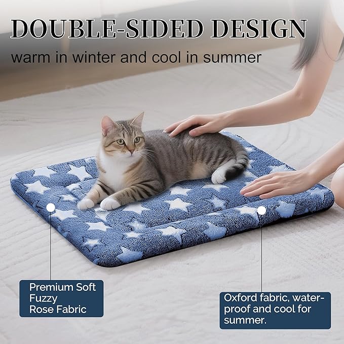 Fogkiss Dog Bed Mat, Reversible Crate Pad & Cute Dog Bed - Machine Washable Kennel Mat with Ultra Soft for Small Dogs & Cats