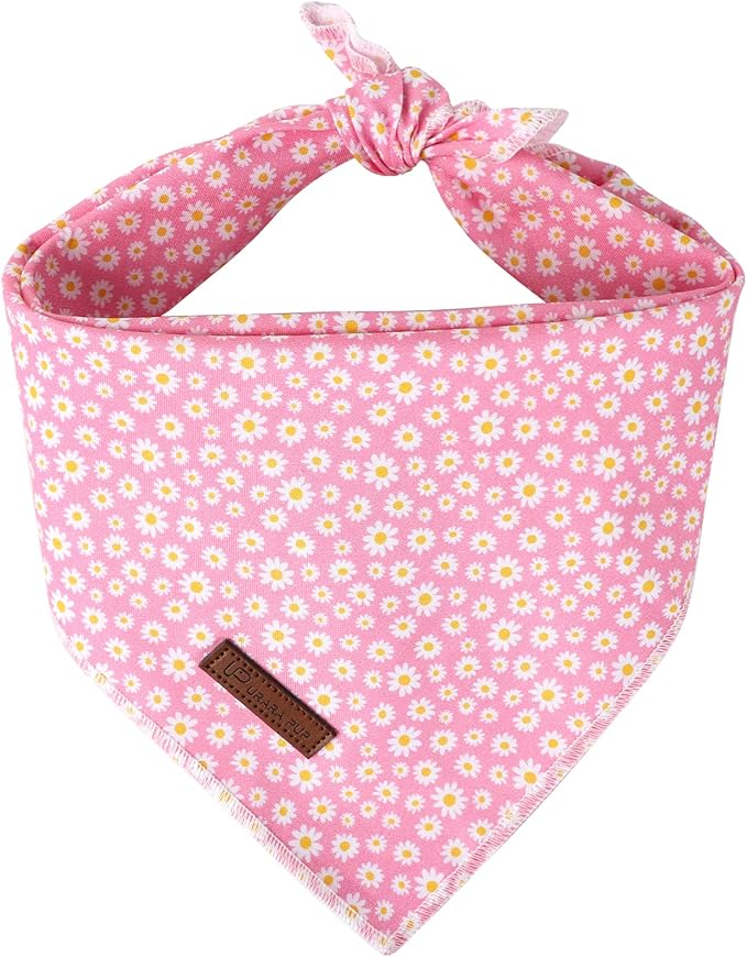 UP URARA PUP Summer Dog Bandana, Hawaii Bandana for Small Medium Dog, Cute Pink Puppy Bandana, Cotton Adorable Pet Triangle Bid Scarf Kerchief for Girl Boy Dogs or Cats