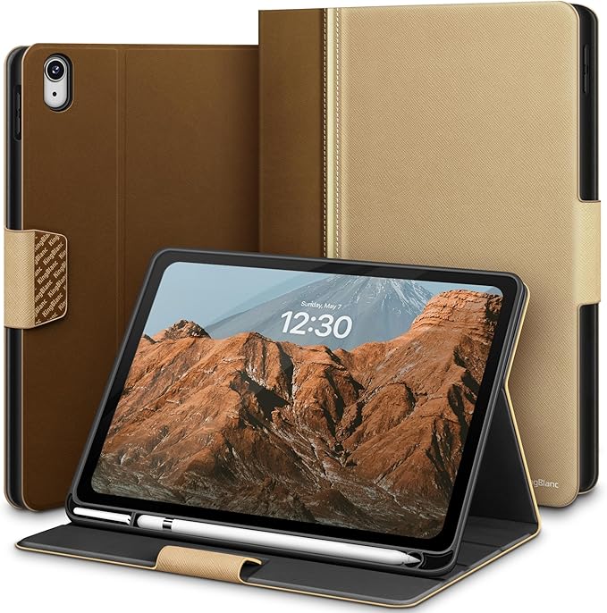 KingBlanc Case for iPad (A16) 11th Generation 11 Inch 2025, iPad 10th Gen 10.9 Inch 2022 with Pencil Holder, PU Leather Protective Cover, Auto Sleep/Wake, Viewing/Typing Angle, Magnetic Clasp, Beige